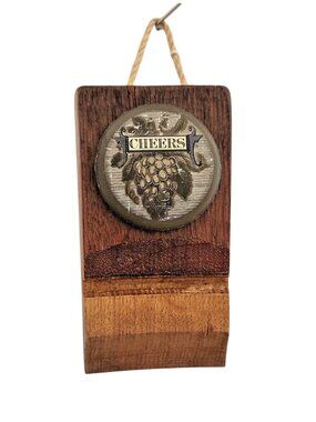 Wood Sign Wine Barrel Small Plaque Cheers Grape Cluster Wine Stave Toasted